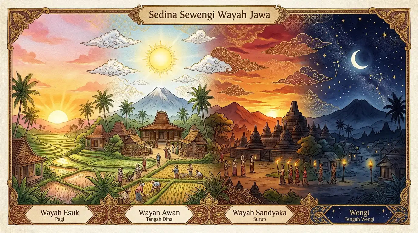 Ilustrasi perubahan suasana waktu dari siang ke malam